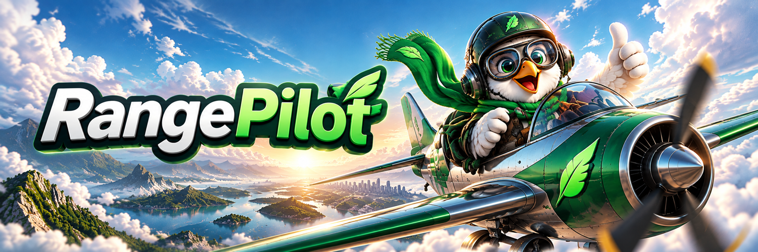 RangePilot aircraft flying above mountains and clouds